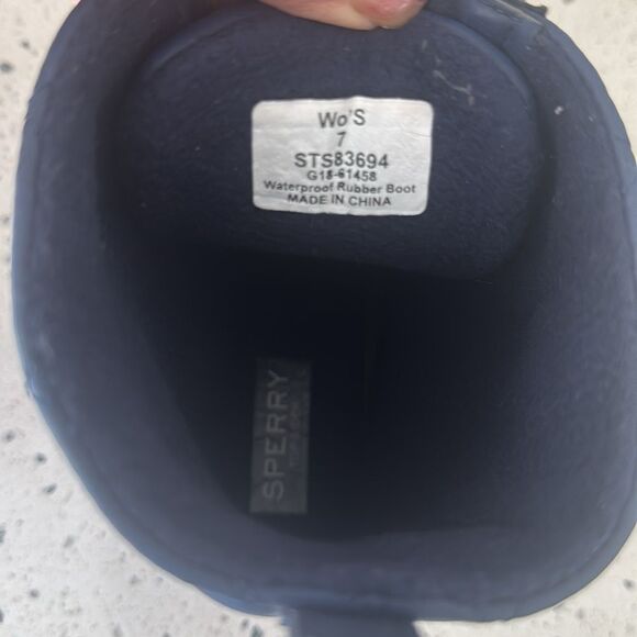 SPERRY Women’s Size 7 Waterproof Rubber Quilted Blue and Brown Rain Duck Boots - Picture 6 of 10